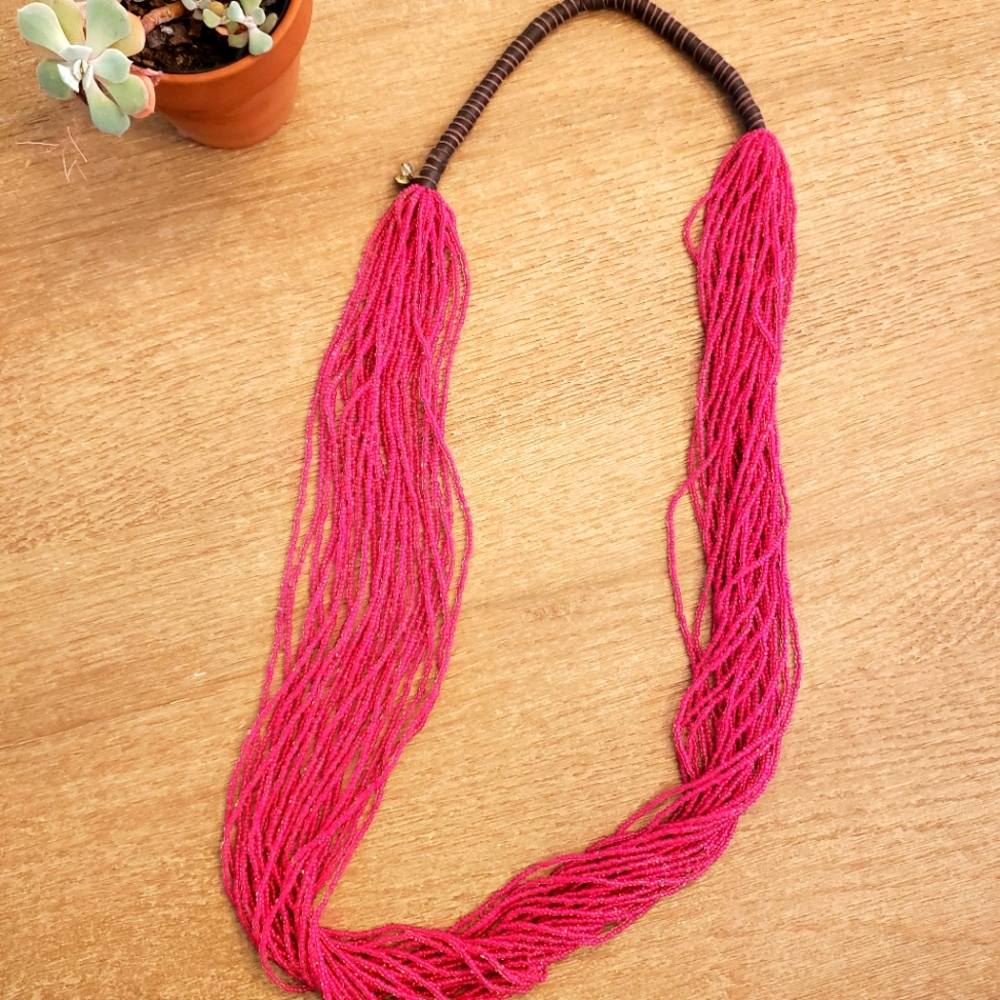 Fossil Pink Bead Necklace